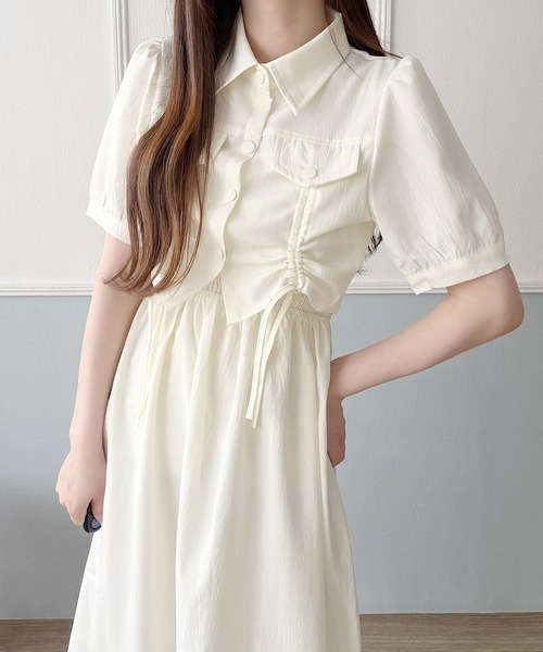 Nana(ナナ)の「ドローストリングシャツ×キャミワンピースセット(セットアップ・レディース・ベージュ/ブラック・FREE)」の15枚目の写真