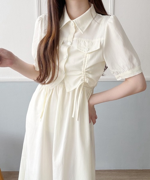 Nana(ナナ)の「ドローストリングシャツ×キャミワンピースセット(セットアップ・レディース・ベージュ/ブラック・FREE)」の16枚目の写真