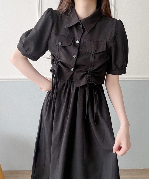 Nana(ナナ)の「ドローストリングシャツ×キャミワンピースセット(セットアップ・レディース・ベージュ/ブラック・FREE)」の18枚目の写真