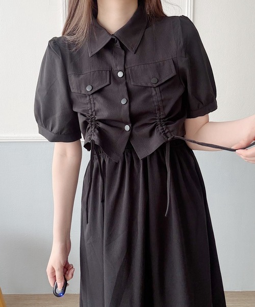 Nana(ナナ)の「ドローストリングシャツ×キャミワンピースセット(セットアップ・レディース・ベージュ/ブラック・FREE)」の22枚目の写真