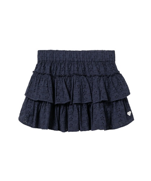 A BATHING APE(アベイシングエイプ)の「HEART BADGE WOVEN GARMENT DYE SKIRT(スカート・レディース・ネイビー・X-SMALL/SMALL)」の1枚目の写真