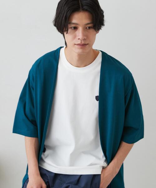 THE SHOP TK (ザ ショップ ティーケー )の「メッシュ五分袖カーディガン+半袖Tシャツ セットアイテム 洗濯機OK(カーディガン/ボレロ・メンズ・ネイビー/ブルーグリーン/ライトベージュ・03/04/02)」の1枚目の写真