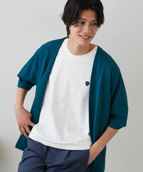 THE SHOP TK (ザ ショップ ティーケー )の「メッシュ五分袖カーディガン+半袖Tシャツ セットアイテム 洗濯機OK(カーディガン/ボレロ・メンズ・ネイビー/ブルーグリーン/ライトベージュ・03/04/02)」の6枚目の写真