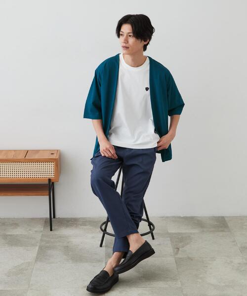 THE SHOP TK (ザ ショップ ティーケー )の「メッシュ五分袖カーディガン+半袖Tシャツ セットアイテム 洗濯機OK(カーディガン/ボレロ・メンズ・ネイビー/ブルーグリーン/ライトベージュ・03/04/02)」の7枚目の写真