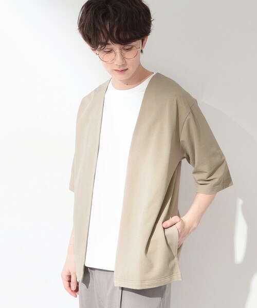 THE SHOP TK (ザ ショップ ティーケー )の「メッシュ五分袖カーディガン+半袖Tシャツ セットアイテム 洗濯機OK(カーディガン/ボレロ・メンズ・ネイビー/ブルーグリーン/ライトベージュ・03/04/02)」の9枚目の写真