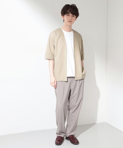 THE SHOP TK (ザ ショップ ティーケー )の「メッシュ五分袖カーディガン+半袖Tシャツ セットアイテム 洗濯機OK(カーディガン/ボレロ・メンズ・ネイビー/ブルーグリーン/ライトベージュ・03/04/02)」の10枚目の写真