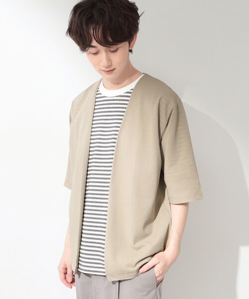 THE SHOP TK (ザ ショップ ティーケー )の「メッシュ五分袖カーディガン+半袖Tシャツ セットアイテム 洗濯機OK(カーディガン/ボレロ・メンズ・ネイビー/ブルーグリーン/ライトベージュ・03/04/02)」の12枚目の写真