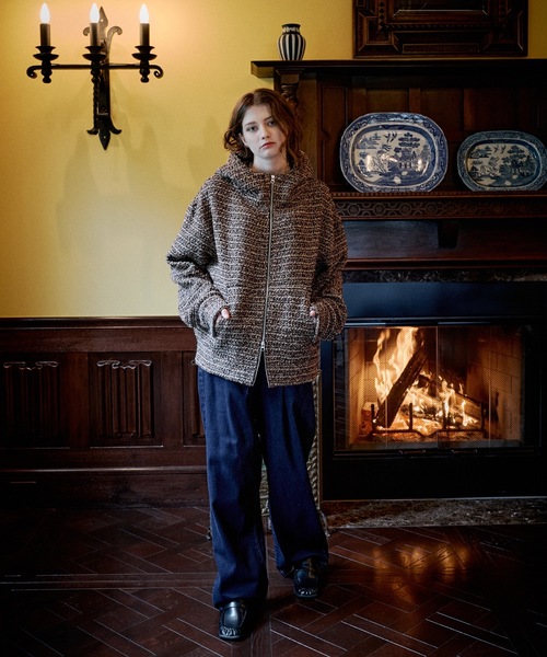 CASPER JOHN(キャスパージョン)の「High neck boucle blouson/ハイネックブークレブルゾン(ブルゾン・メンズ・グレー/レッド・SMALL/X-SMALL/LARGE/MEDIUM)」の7枚目の写真