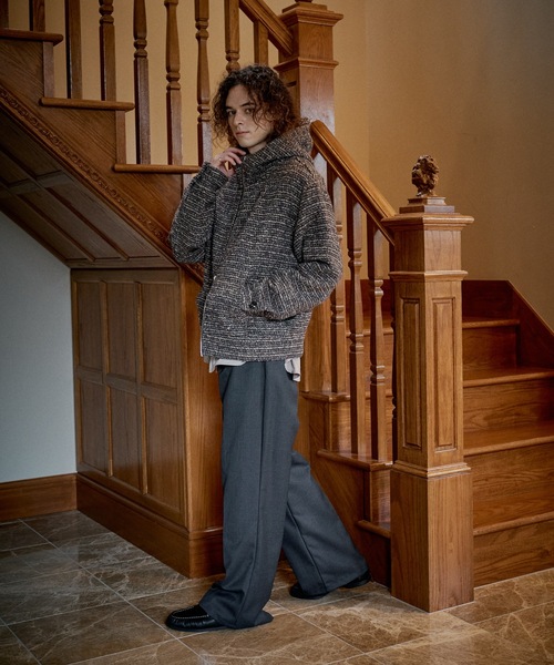 CASPER JOHN(キャスパージョン)の「High neck boucle blouson/ハイネックブークレブルゾン(ブルゾン・メンズ・グレー/レッド・SMALL/X-SMALL/LARGE/MEDIUM)」の12枚目の写真