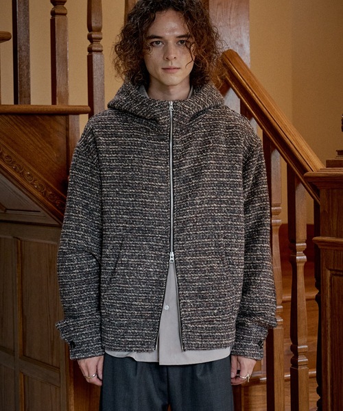 CASPER JOHN(キャスパージョン)の「High neck boucle blouson/ハイネックブークレブルゾン(ブルゾン・メンズ・グレー/レッド・SMALL/X-SMALL/LARGE/MEDIUM)」の8枚目の写真