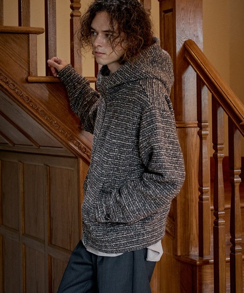 CASPER JOHN(キャスパージョン)の「High neck boucle blouson/ハイネックブークレブルゾン(ブルゾン・メンズ・グレー/レッド・SMALL/X-SMALL/LARGE/MEDIUM)」の9枚目の写真