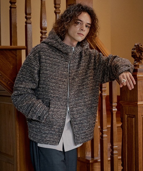 CASPER JOHN(キャスパージョン)の「High neck boucle blouson/ハイネックブークレブルゾン(ブルゾン・メンズ・グレー/レッド・SMALL/X-SMALL/LARGE/MEDIUM)」の10枚目の写真