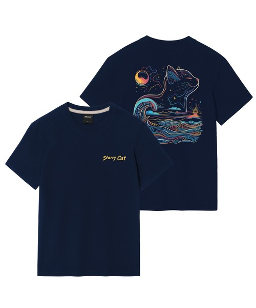 OKSTAR(オクスター)の「星夜の猫の半袖(Tシャツ/カットソー・レディース・ダークグレー/ホワイト/クリーム/ネイビー/カーキ/ライトベージュ/ライトグレー/ダークグリーン/グレー/ダークブルー/ブラック・SMALL/LARGE/X-LARGE/MEDIUM/4XL/3XL/2XL)」の10枚目の写真
