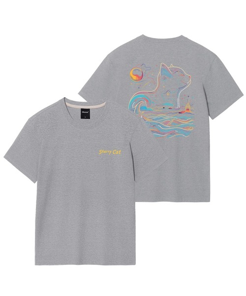 OKSTAR(オクスター)の「星夜の猫の半袖(Tシャツ/カットソー・レディース・ダークグレー/ホワイト/クリーム/ネイビー/カーキ/ライトベージュ/ライトグレー/ダークグリーン/グレー/ダークブルー/ブラック・SMALL/LARGE/X-LARGE/MEDIUM/4XL/3XL/2XL)」の4枚目の写真