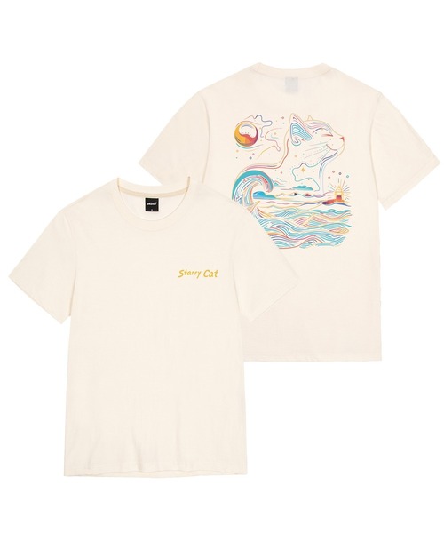 OKSTAR(オクスター)の「星夜の猫の半袖(Tシャツ/カットソー・レディース・ダークグレー/ホワイト/クリーム/ネイビー/カーキ/ライトベージュ/ライトグレー/ダークグリーン/グレー/ダークブルー/ブラック・SMALL/LARGE/X-LARGE/MEDIUM/4XL/3XL/2XL)」の6枚目の写真