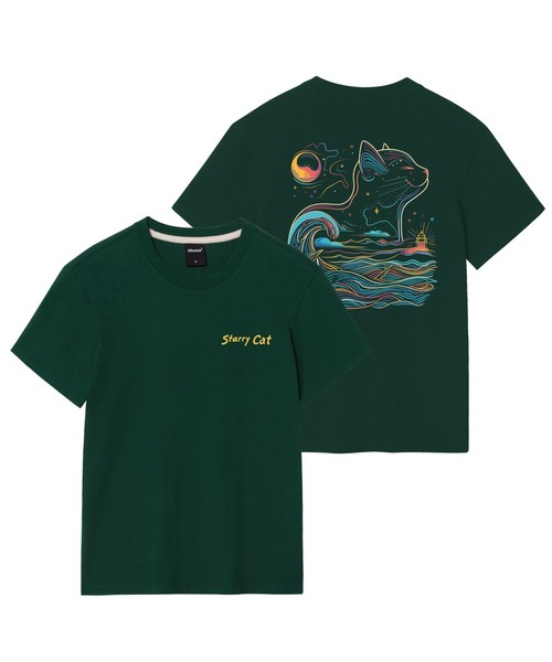 OKSTAR(オクスター)の「星夜の猫の半袖(Tシャツ/カットソー・レディース・ダークグレー/ホワイト/クリーム/ネイビー/カーキ/ライトベージュ/ライトグレー/ダークグリーン/グレー/ダークブルー/ブラック・SMALL/LARGE/X-LARGE/MEDIUM/4XL/3XL/2XL)」の8枚目の写真