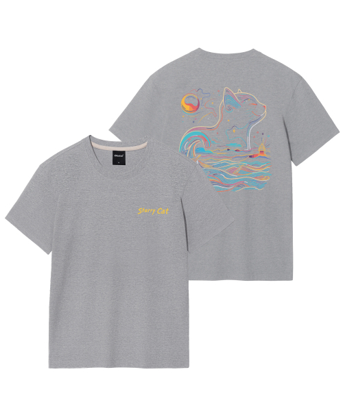 OKSTAR(オクスター)の「星夜の猫の半袖(Tシャツ/カットソー・レディース・ダークグレー/ホワイト/クリーム/ネイビー/カーキ/ライトベージュ/ライトグレー/ダークグリーン/グレー/ダークブルー/ブラック・SMALL/LARGE/X-LARGE/MEDIUM/4XL/3XL/2XL)」の12枚目の写真