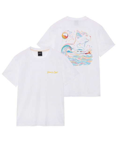 OKSTAR(オクスター)の「星夜の猫の半袖(Tシャツ/カットソー・レディース・ダークグレー/ホワイト/クリーム/ネイビー/カーキ/ライトベージュ/ライトグレー/ダークグリーン/グレー/ダークブルー/ブラック・SMALL/LARGE/X-LARGE/MEDIUM/4XL/3XL/2XL)」の13枚目の写真