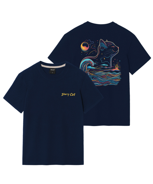 OKSTAR(オクスター)の「星夜の猫の半袖(Tシャツ/カットソー・レディース・ダークグレー/ホワイト/クリーム/ネイビー/カーキ/ライトベージュ/ライトグレー/ダークグリーン/グレー/ダークブルー/ブラック・SMALL/LARGE/X-LARGE/MEDIUM/4XL/3XL/2XL)」の14枚目の写真