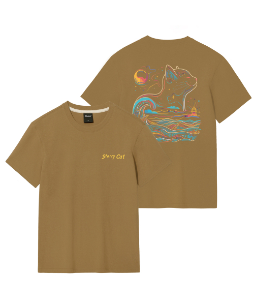 OKSTAR(オクスター)の「星夜の猫の半袖(Tシャツ/カットソー・レディース・ダークグレー/ホワイト/クリーム/ネイビー/カーキ/ライトベージュ/ライトグレー/ダークグリーン/グレー/ダークブルー/ブラック・SMALL/LARGE/X-LARGE/MEDIUM/4XL/3XL/2XL)」の16枚目の写真