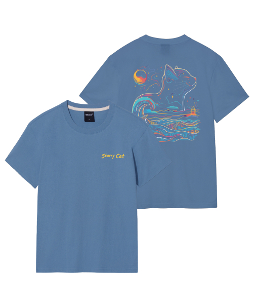 OKSTAR(オクスター)の「星夜の猫の半袖(Tシャツ/カットソー・レディース・ダークグレー/ホワイト/クリーム/ネイビー/カーキ/ライトベージュ/ライトグレー/ダークグリーン/グレー/ダークブルー/ブラック・SMALL/LARGE/X-LARGE/MEDIUM/4XL/3XL/2XL)」の17枚目の写真