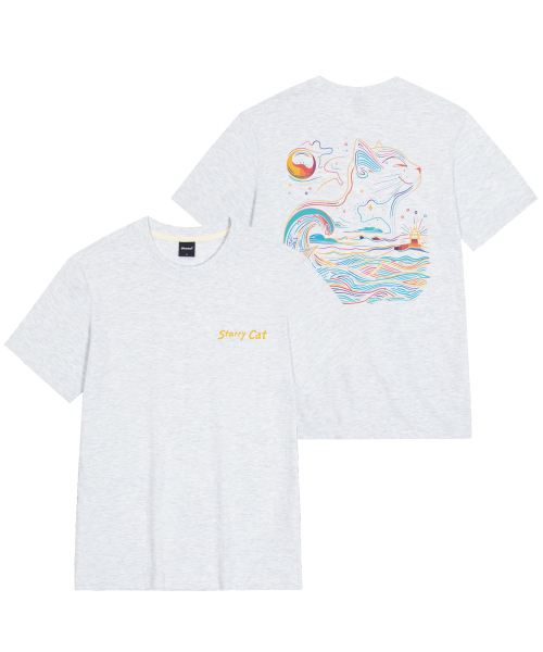 OKSTAR(オクスター)の「星夜の猫の半袖(Tシャツ/カットソー・レディース・ダークグレー/ホワイト/クリーム/ネイビー/カーキ/ライトベージュ/ライトグレー/ダークグリーン/グレー/ダークブルー/ブラック・SMALL/LARGE/X-LARGE/MEDIUM/4XL/3XL/2XL)」の20枚目の写真