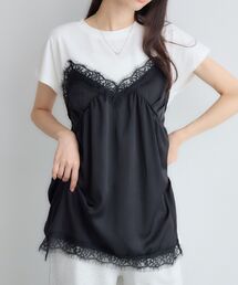 サテンキャミドッキングTEE