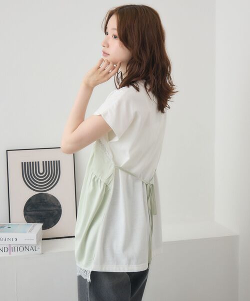 RETRO GIRL(レトロガール)の「サテンキャミドッキングTEE(Tシャツ/カットソー・レディース・ブラック/ナチュラル/グリーン・FREE)」の5枚目の写真