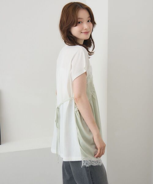 RETRO GIRL(レトロガール)の「サテンキャミドッキングTEE(Tシャツ/カットソー・レディース・ブラック/ナチュラル/グリーン・FREE)」の7枚目の写真