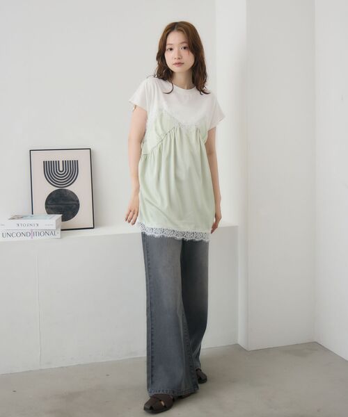 RETRO GIRL(レトロガール)の「サテンキャミドッキングTEE(Tシャツ/カットソー・レディース・ブラック/ナチュラル/グリーン・FREE)」の8枚目の写真