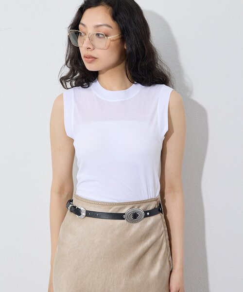 Whim Gazette(ウィムガゼット)の「シアーストレッチノースリーブプルオーバー(Tシャツ/カットソー・レディース・オフホワイト/ブラック・FREE)」の9枚目の写真