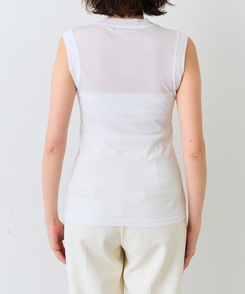 Whim Gazette(ウィムガゼット)の「シアーストレッチノースリーブプルオーバー(Tシャツ/カットソー・レディース・オフホワイト/ブラック・FREE)」の3枚目の写真
