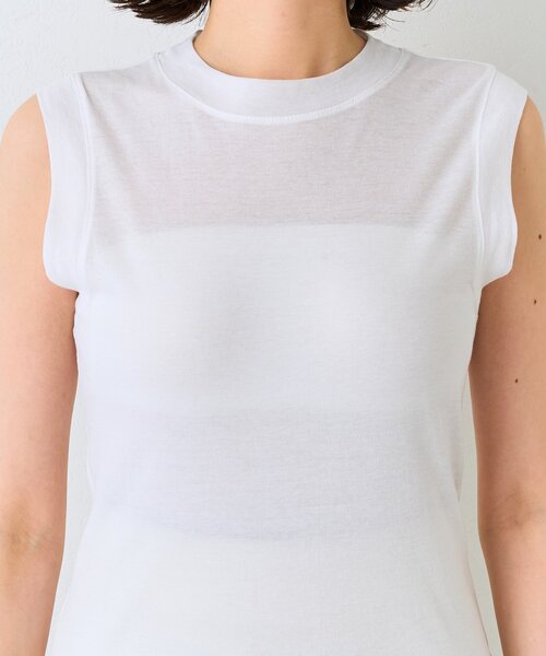 Whim Gazette(ウィムガゼット)の「シアーストレッチノースリーブプルオーバー(Tシャツ/カットソー・レディース・オフホワイト/ブラック・FREE)」の4枚目の写真