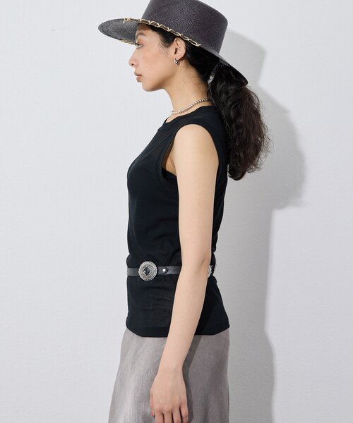 Whim Gazette(ウィムガゼット)の「シアーストレッチノースリーブプルオーバー(Tシャツ/カットソー・レディース・オフホワイト/ブラック・FREE)」の22枚目の写真