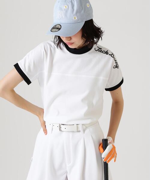 Jack Bunny!!】レイブロックドライワッフル半袖モックネックカットソー