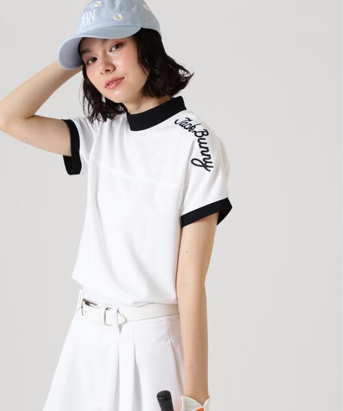 Jack Bunny!!(ジャックバニー)の「【Jack Bunny!!】レイブロックドライワッフル半袖モックネックカットソー(Tシャツ/カットソー・レディース・ブラック/ホワイト・SMALL/LARGE/MEDIUM)」の5枚目の写真