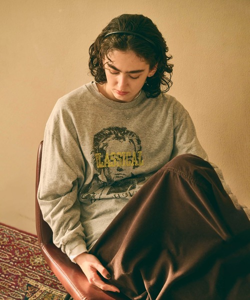 kha:ki(カーキ)の「「KHA:KI / カーキ」L/S TEE -CLASSICAL-(Tシャツ/カットソー・レディース・ホワイト/グレー/ブラック・FREE)」の5枚目の写真