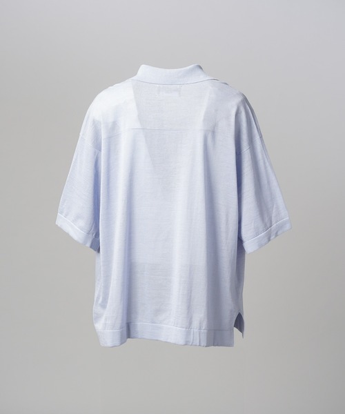 MAISON SPECIAL(メゾンスペシャル)の「《UNISEX》Ramie-SOLOTEX Prime-Over Deep Front Skipper Knit T-shirt/ラミーソロテックスプライムオーバーディープフロントスキッパーニットTシャツ【MAISON SPECIAL/メゾンスペシャル】(Tシャツ/カットソー・メンズ・サックスブルー/レッド/ブラック・0/1/2)」の10枚目の写真