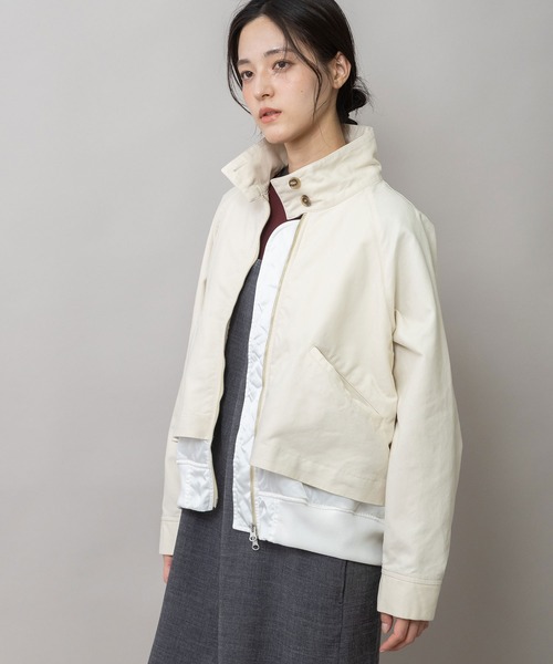 Munich(ミューニック)の「オーガニックコットン×ナイロンツイル ハリントンフライトジャケット(ブルゾン・レディース・ブラック/ベージュ/アイボリー・FREE)」の12枚目の写真