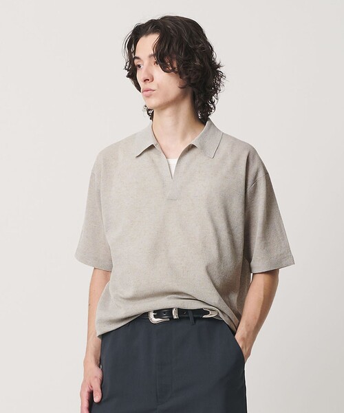 BEAUTY&YOUTH UNITED ARROWS(ビューティーアンドユースユナイテッドアローズ)の「KNITEE リネンブレンド メリノ スキッパー ニット Tシャツ ウォッシャブル(ニット/セーター・メンズ・ブラック/ライトグレー/イエロー・S/L/M/XL)」の1枚目の写真