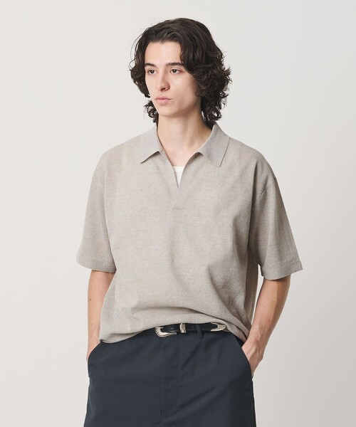 BEAUTY&YOUTH UNITED ARROWS(ビューティーアンドユースユナイテッドアローズ)の「KNITEE リネンブレンド メリノ スキッパー ニット Tシャツ ウォッシャブル(ニット/セーター・メンズ・ブラック/ライトグレー/イエロー・S/L/M/XL)」の4枚目の写真