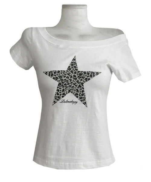 VIVID LADY(ビビッドレディー)の「レオパードスタープリント ワンショルダー半袖Tシャツ(Tシャツ/カットソー・レディース・ホワイト/ブラック・FREE)」の17枚目の写真