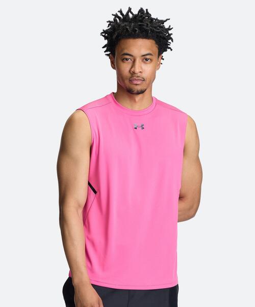 UNDER ARMOUR(アンダーアーマー)の「UAアーマードライ スリーブレス シャツ(トレーニング/メンズ)(タンクトップ・メンズ・ピンク系・2XL/M/XL/S/L)」の1枚目の写真