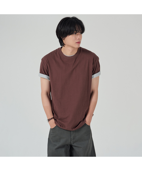 OWSA(オウサ)の「ベーシック無地半袖Tシャツ6色(Tシャツ/カットソー・メンズ・ホワイト/ブラック/ネイビー/ブラウン/グレー/チャコール・MEDIUM/LARGE/X-LARGE)」の5枚目の写真