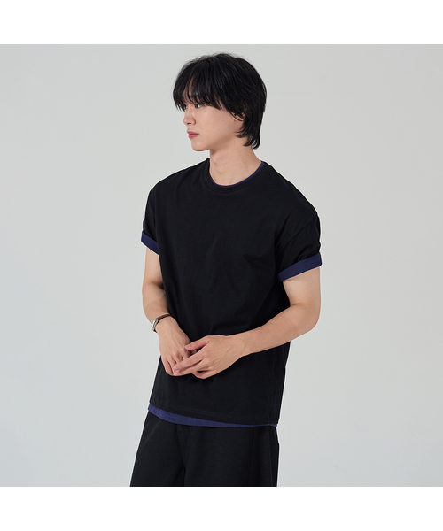 OWSA(オウサ)の「ベーシック無地半袖Tシャツ6色(Tシャツ/カットソー・メンズ・ホワイト/ブラック/ネイビー/ブラウン/グレー/チャコール・MEDIUM/LARGE/X-LARGE)」の2枚目の写真