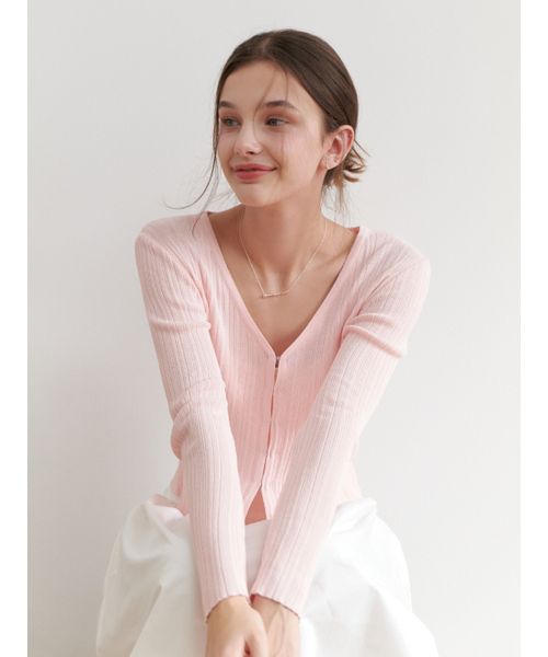 RE_L(リエル)の「Drawing v cardigan (pink)(カーディガン/ボレロ・レディース・その他・MEDIUM/SMALL)」の1枚目の写真
