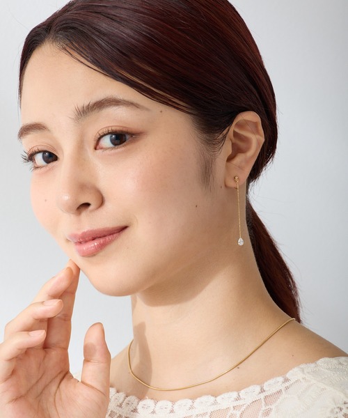 CALIN　STANDARD（カリンスタンダード）の「◆金属アレルギー対応◆◆made in japan◆【痛くない】【落ちにくい】【ストレスフリーな着け心地】　ドロップキュービックジルコニア　ループフィットイヤリング（イヤリング・レディース・シルバー/ゴールド/ピンクゴールド・FREE）」の6枚目の写真