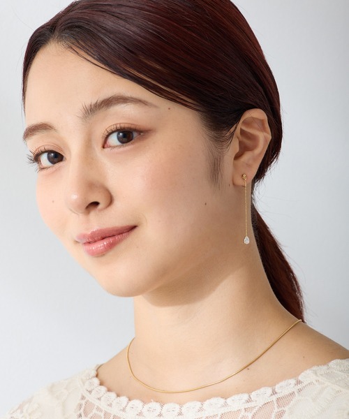 CALIN　STANDARD（カリンスタンダード）の「◆金属アレルギー対応◆◆made in japan◆【痛くない】【落ちにくい】【ストレスフリーな着け心地】　ドロップキュービックジルコニア　ループフィットイヤリング（イヤリング・レディース・シルバー/ゴールド/ピンクゴールド・FREE）」の7枚目の写真