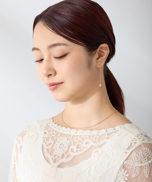 CALIN　STANDARD（カリンスタンダード）の「◆金属アレルギー対応◆◆made in japan◆【痛くない】【落ちにくい】【ストレスフリーな着け心地】　ドロップキュービックジルコニア　ループフィットイヤリング（イヤリング・レディース・シルバー/ゴールド/ピンクゴールド・FREE）」の8枚目の写真