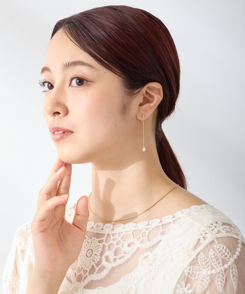 CALIN　STANDARD（カリンスタンダード）の「◆金属アレルギー対応◆◆made in japan◆【痛くない】【落ちにくい】【ストレスフリーな着け心地】　ドロップキュービックジルコニア　ループフィットイヤリング（イヤリング・レディース・シルバー/ゴールド/ピンクゴールド・FREE）」の9枚目の写真